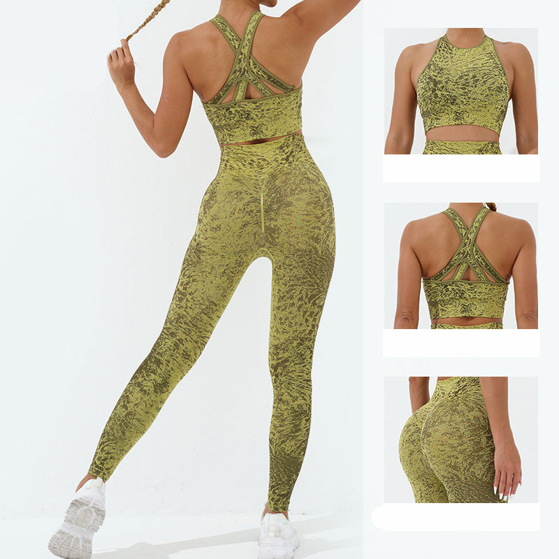 Buddha Stones 2Pcs Seamless Fitness Crop Tank Top Pants Sports Gym Outfits Women's Yoga Sets - image 3
