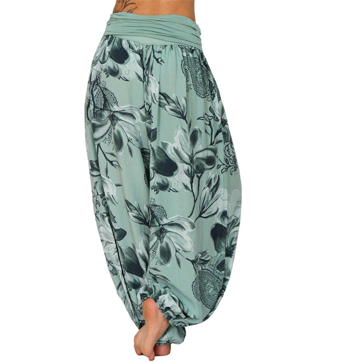 Buddha Stones Flower Leaves Pattern Loose Harem Trousers Women's Yoga Pants