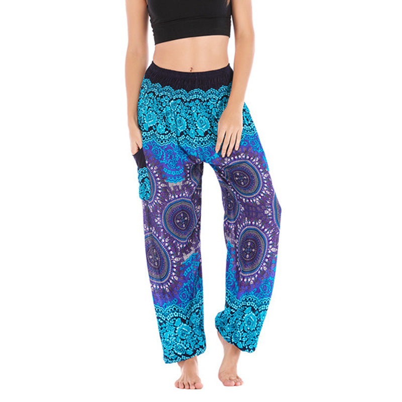 Buddha Stones Boho Loose Harem Trousers Women's Yoga Pants - Blue-US2-8/10，UK/AU6-12/14，EU34-40/42 (F) - image 13
