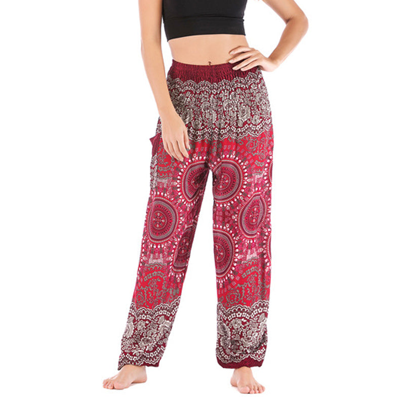 Buddha Stones Boho Loose Harem Trousers Women's Yoga Pants - Red-US2-8/10，UK/AU6-12/14，EU34-40/42 (F) - image 23
