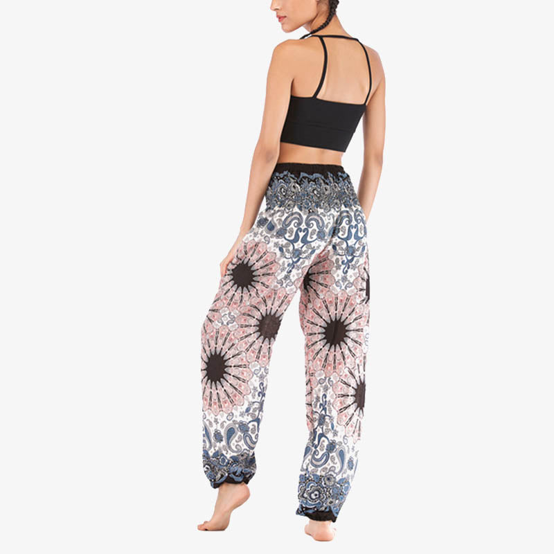 Buddha Stones Geometric Mandala Pattern Loose Harem Trousers High Waist Women's Yoga Pants - image 4