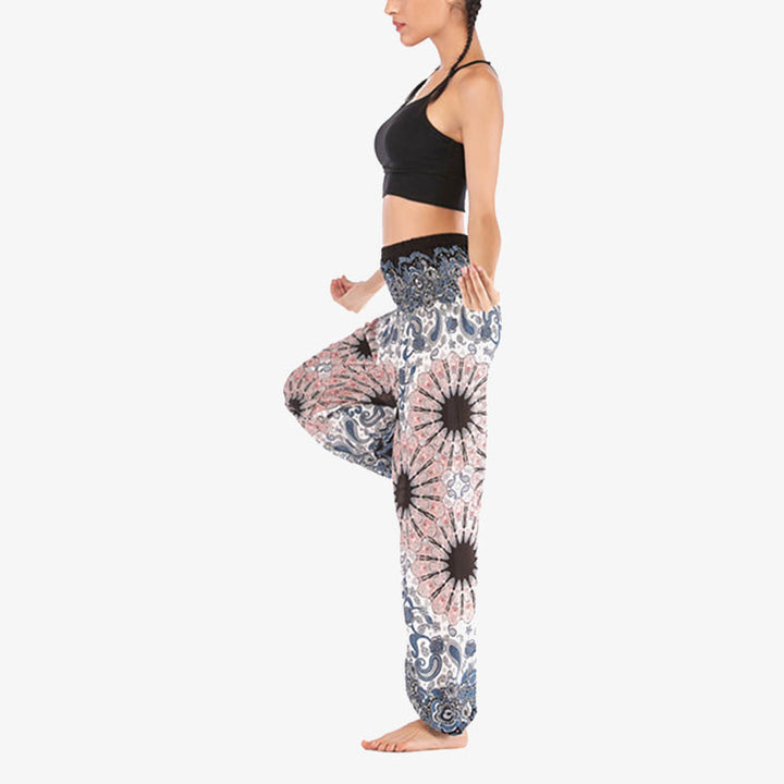 Buddha Stones Geometric Mandala Pattern Loose Harem Trousers High Waist Women's Yoga Pants - image 8