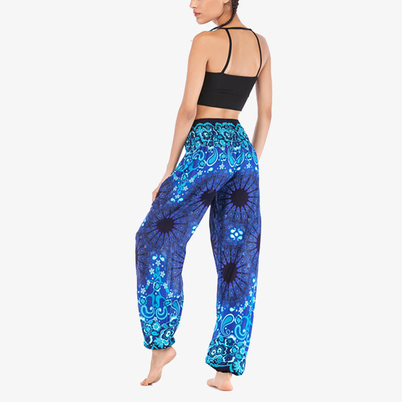 Buddha Stones Geometric Mandala Pattern Loose Harem Trousers High Waist Women's Yoga Pants - image 13