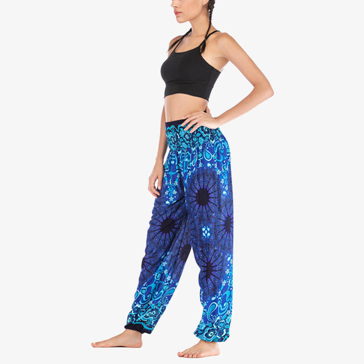 Buddha Stones Geometric Mandala Pattern Loose Harem Trousers High Waist Women's Yoga Pants - image 17