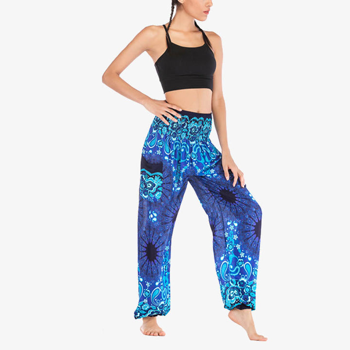 Buddha Stones Geometric Mandala Pattern Loose Harem Trousers High Waist Women's Yoga Pants - image 11