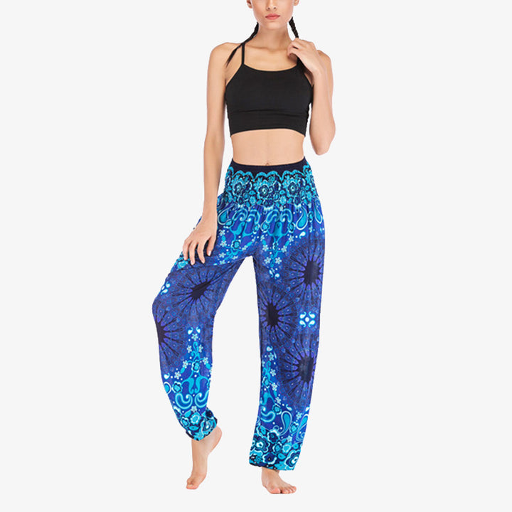 Buddha Stones Geometric Mandala Pattern Loose Harem Trousers High Waist Women's Yoga Pants - image 18