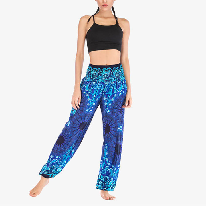 Buddha Stones Geometric Mandala Pattern Loose Harem Trousers High Waist Women's Yoga Pants - image 15