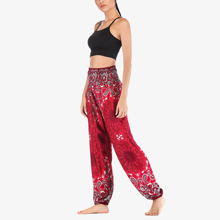 Buddha Stones Geometric Mandala Pattern Loose Harem Trousers High Waist Women's Yoga Pants - image 21