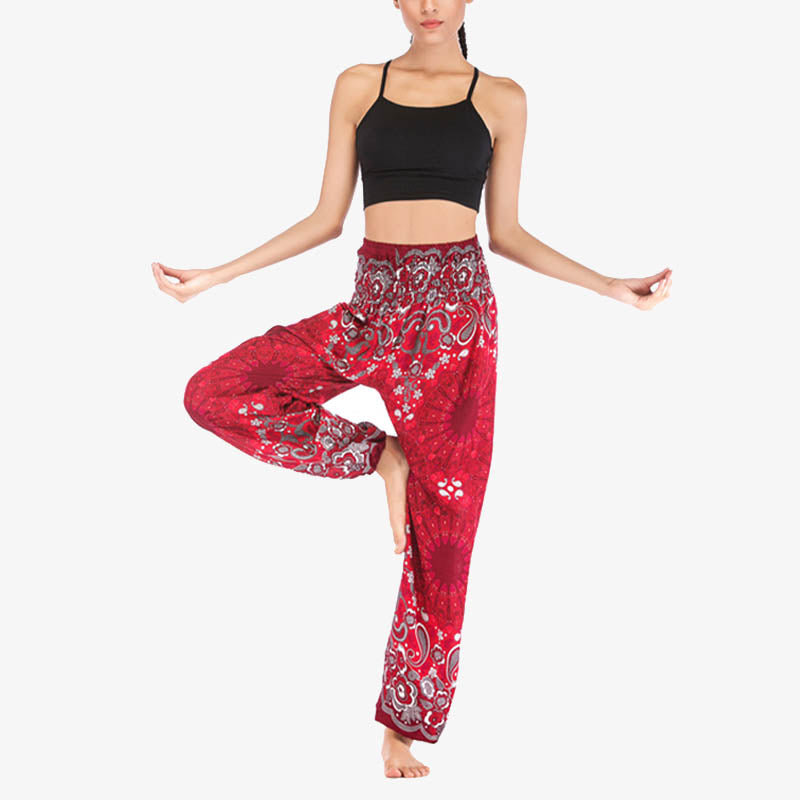 Buddha Stones Geometric Mandala Pattern Loose Harem Trousers High Waist Women's Yoga Pants - image 20