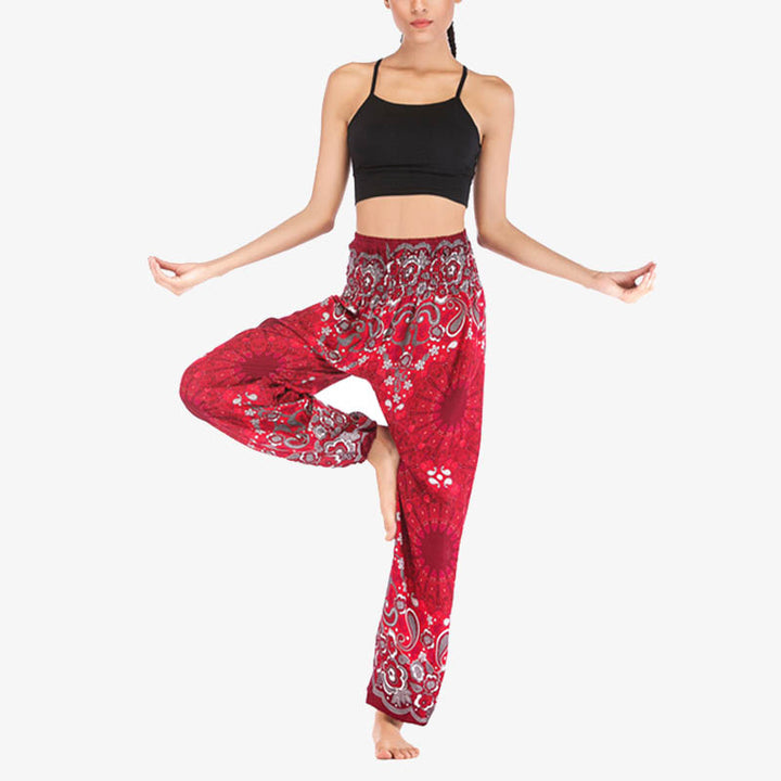 Buddha Stones Geometric Mandala Pattern Loose Harem Trousers High Waist Women's Yoga Pants - image 20