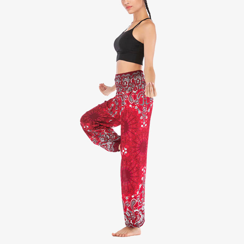 Buddha Stones Geometric Mandala Pattern Loose Harem Trousers High Waist Women's Yoga Pants - image 21