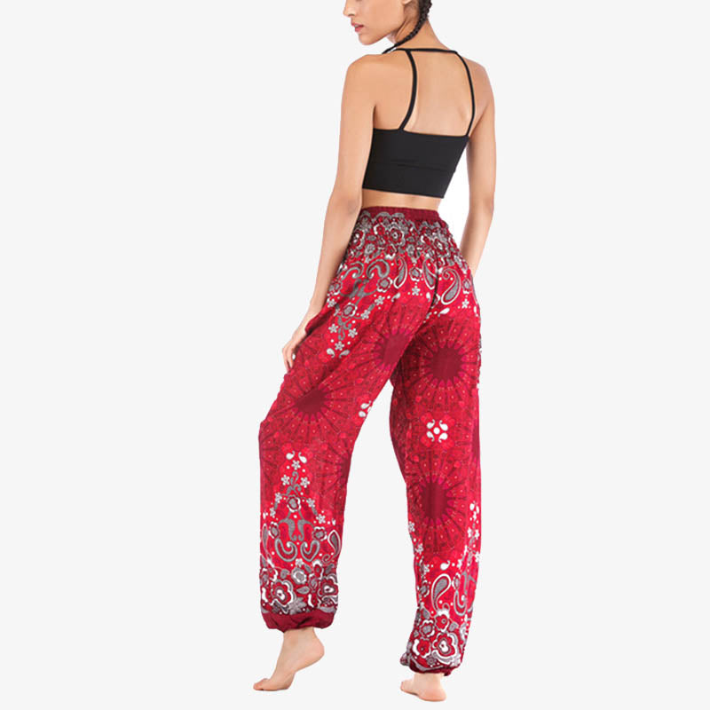 Buddha Stones Geometric Mandala Pattern Loose Harem Trousers High Waist Women's Yoga Pants - image 27