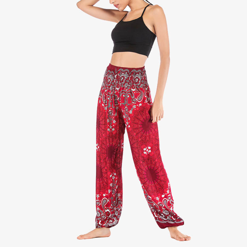 Buddha Stones Geometric Mandala Pattern Loose Harem Trousers High Waist Women's Yoga Pants - image 24