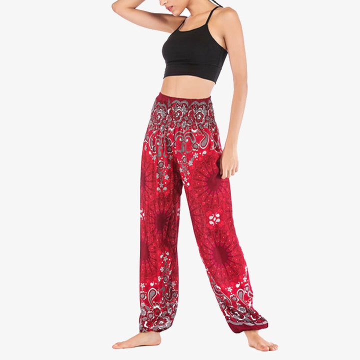 Buddha Stones Geometric Mandala Pattern Loose Harem Trousers High Waist Women's Yoga Pants - image 24