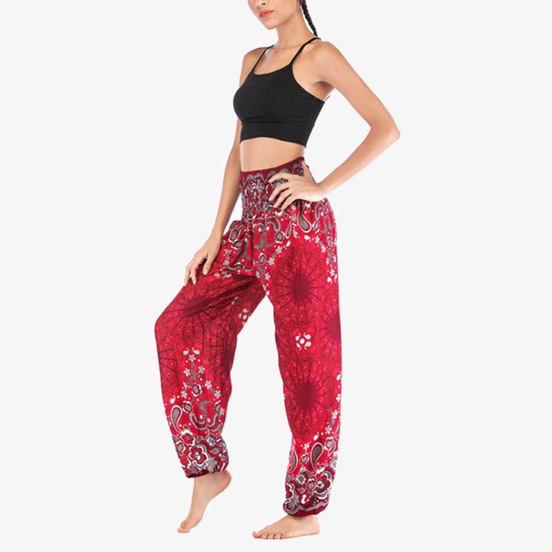 Buddha Stones Geometric Mandala Pattern Loose Harem Trousers High Waist Women's Yoga Pants - image 25