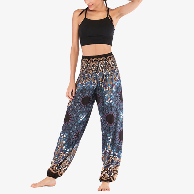 Buddha Stones Geometric Mandala Pattern Loose Harem Trousers High Waist Women's Yoga Pants - image 30