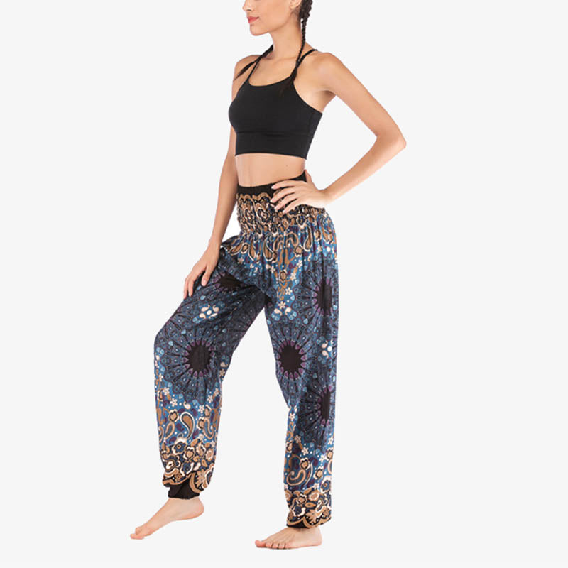 Buddha Stones Geometric Mandala Pattern Loose Harem Trousers High Waist Women's Yoga Pants - image 32