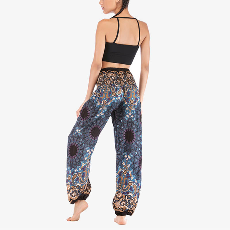 Buddha Stones Geometric Mandala Pattern Loose Harem Trousers High Waist Women's Yoga Pants - image 35