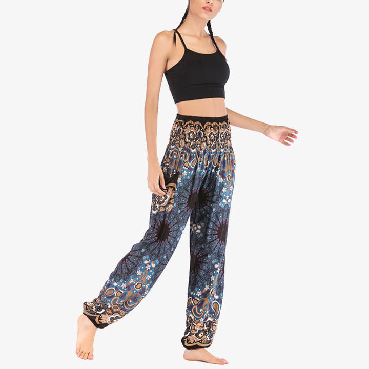 Buddha Stones Geometric Mandala Pattern Loose Harem Trousers High Waist Women's Yoga Pants - image 29