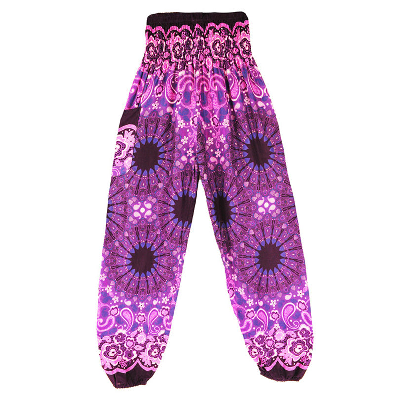 Buddha Stones Geometric Mandala Pattern Loose Harem Trousers High Waist Women's Yoga Pants - image 42