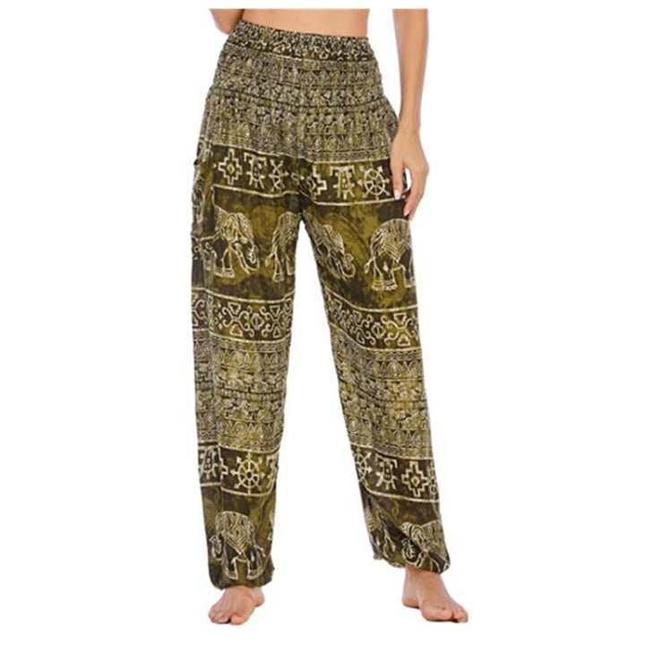 Buddha Stones Elephant Pattern Loose Casual Harem Trousers High Waist Women's Yoga Pants - Light Green Elephant-US2-8/10，UK/AU6-12/14，EU34-40/42 (F) - image 27