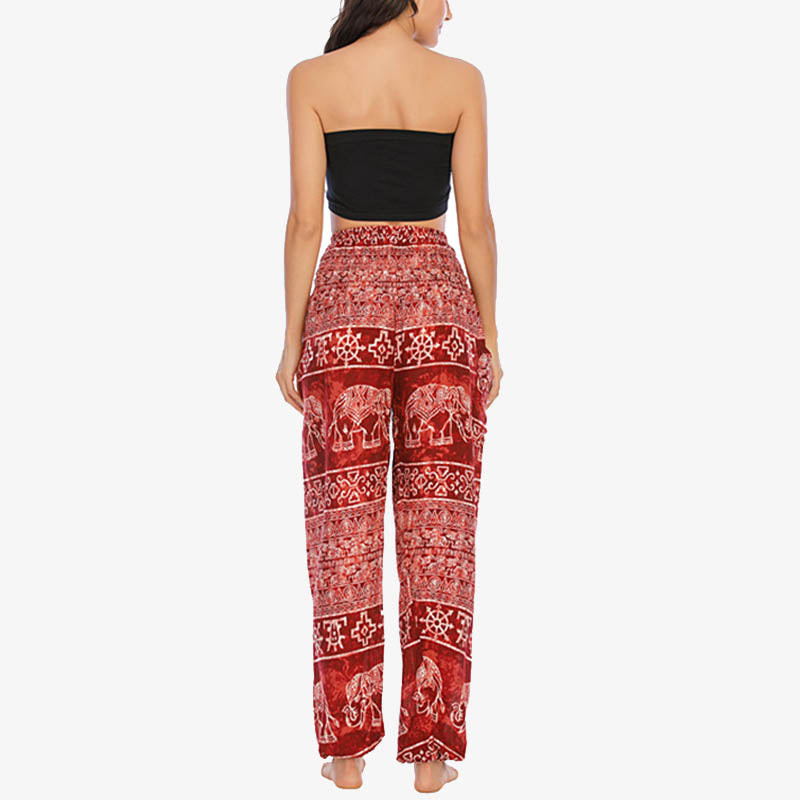 Buddha Stones Elephant Pattern Loose Casual Harem Trousers High Waist Women's Yoga Pants - image 11