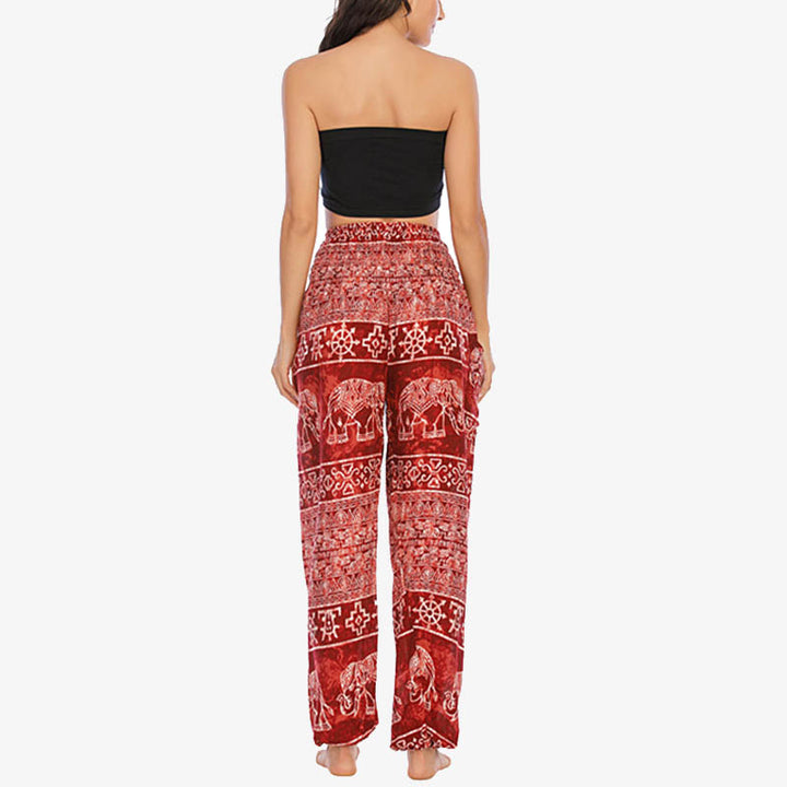Buddha Stones Elephant Pattern Loose Casual Harem Trousers High Waist Women's Yoga Pants - image 11