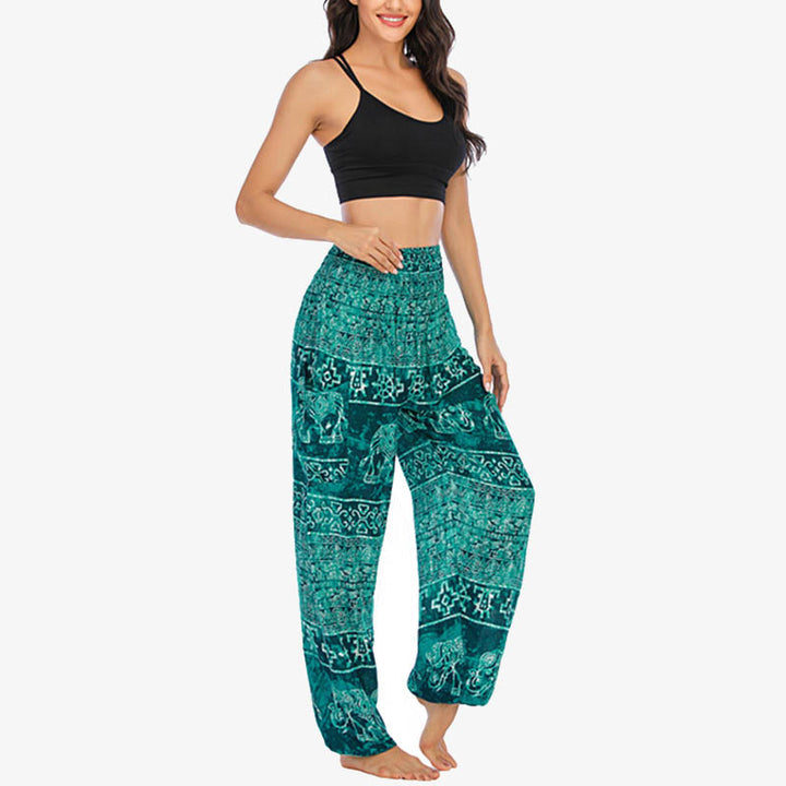 Buddha Stones Elephant Pattern Loose Casual Harem Trousers High Waist Women's Yoga Pants - image 15