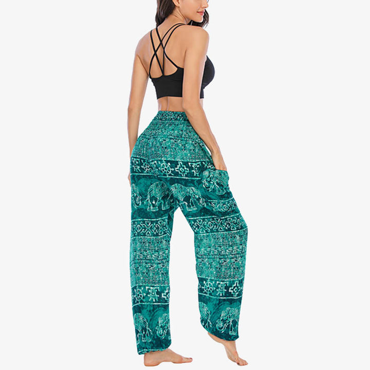 Buddha Stones Elephant Pattern Loose Casual Harem Trousers High Waist Women's Yoga Pants - image 19