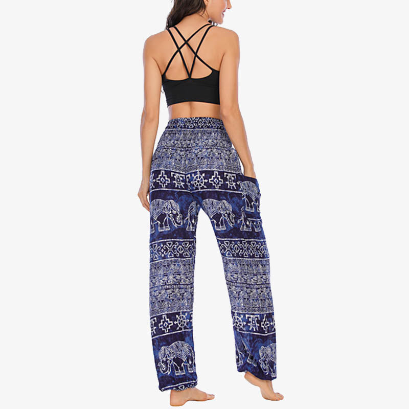 Buddha Stones Elephant Pattern Loose Casual Harem Trousers High Waist Women's Yoga Pants - image 23