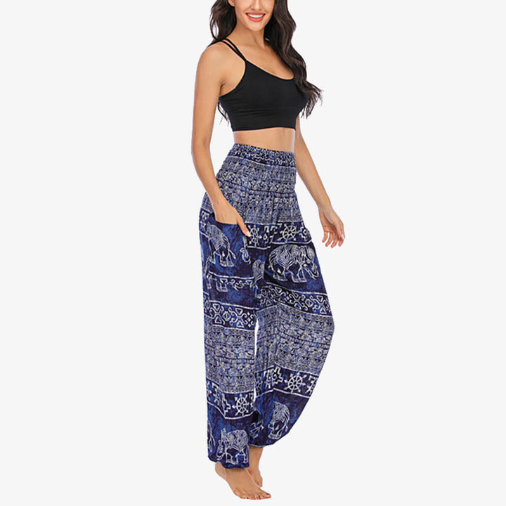 Buddha Stones Elephant Pattern Loose Casual Harem Trousers High Waist Women's Yoga Pants - image 25