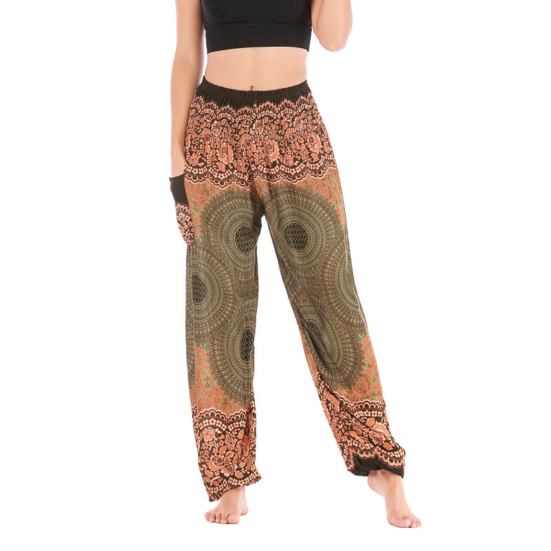 Buddha Stones Round Geometric Pattern Loose Casual Harem Trousers High Waist Women's Yoga Pants - Light Green-US2-8/10，UK/AU6-12/14，EU34-40/42 (F) - image 38