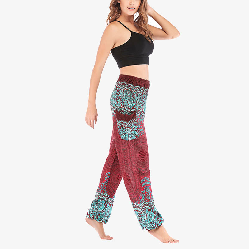 Buddha Stones Round Geometric Pattern Loose Casual Harem Trousers High Waist Women's Yoga Pants - image 7