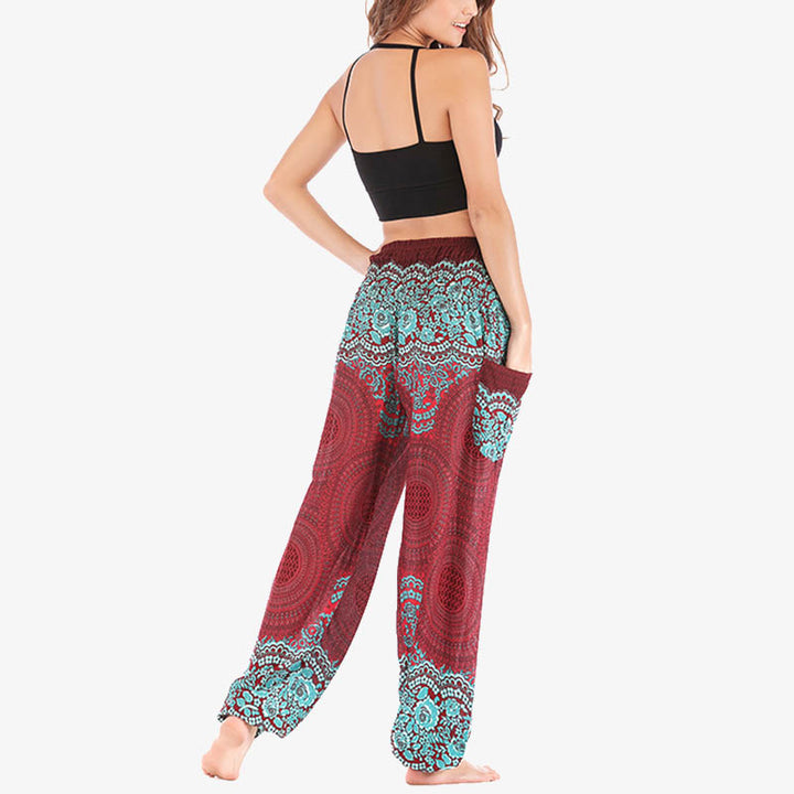 Buddha Stones Round Geometric Pattern Loose Casual Harem Trousers High Waist Women's Yoga Pants - image 3
