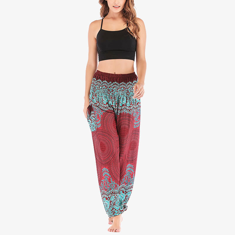 Buddha Stones Round Geometric Pattern Loose Casual Harem Trousers High Waist Women's Yoga Pants - image 2