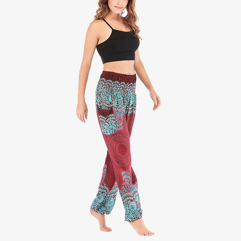 Buddha Stones Round Geometric Pattern Loose Casual Harem Trousers High Waist Women's Yoga Pants - image 9