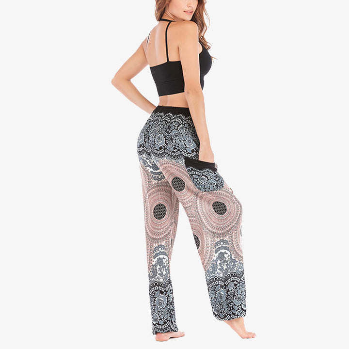 Buddha Stones Round Geometric Pattern Loose Casual Harem Trousers High Waist Women's Yoga Pants - image 19