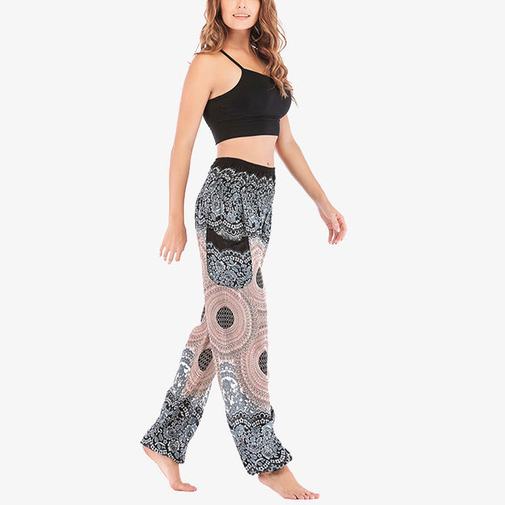Buddha Stones Round Geometric Pattern Loose Casual Harem Trousers High Waist Women's Yoga Pants - image 12