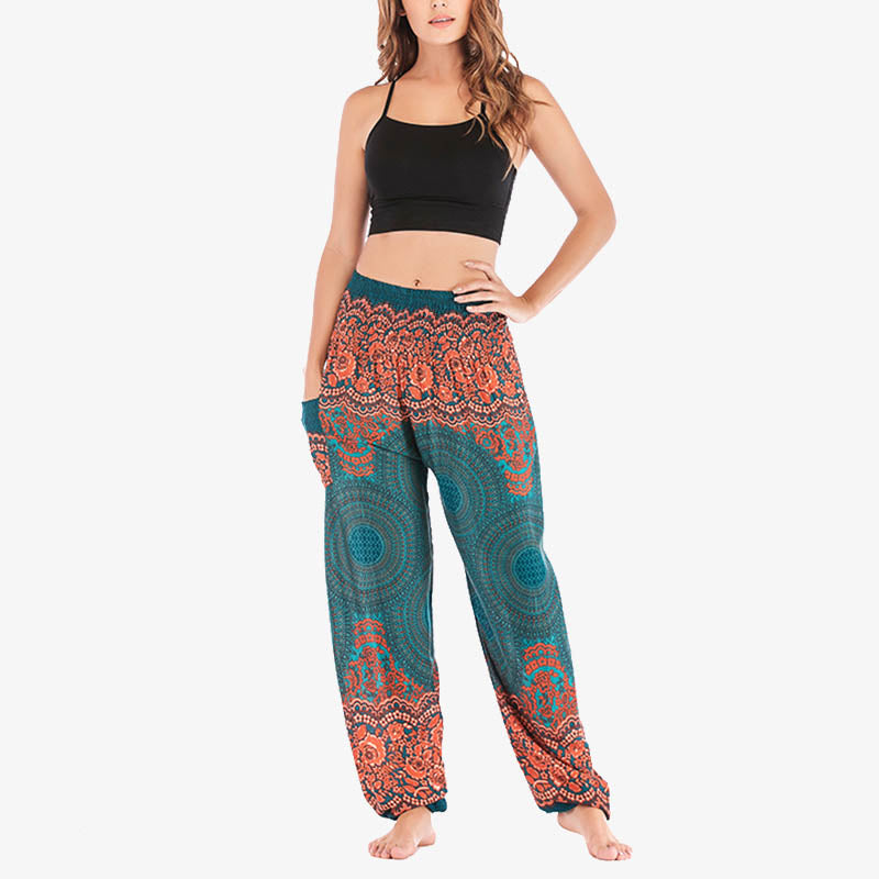 Buddha Stones Round Geometric Pattern Loose Casual Harem Trousers High Waist Women's Yoga Pants - image 20