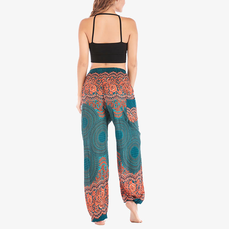 Buddha Stones Round Geometric Pattern Loose Casual Harem Trousers High Waist Women's Yoga Pants