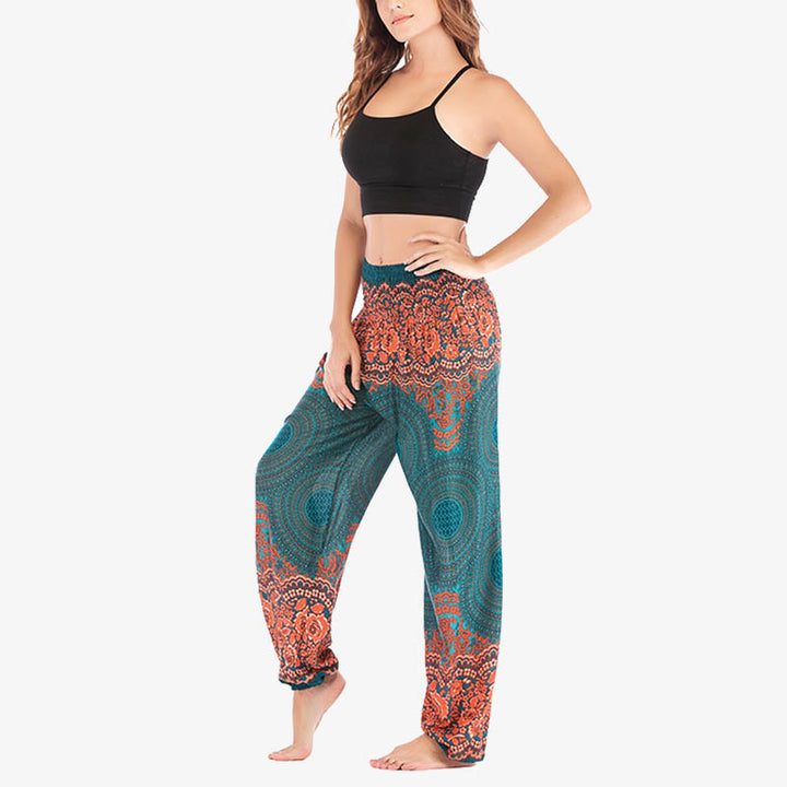 Buddha Stones Round Geometric Pattern Loose Casual Harem Trousers High Waist Women's Yoga Pants - image 29