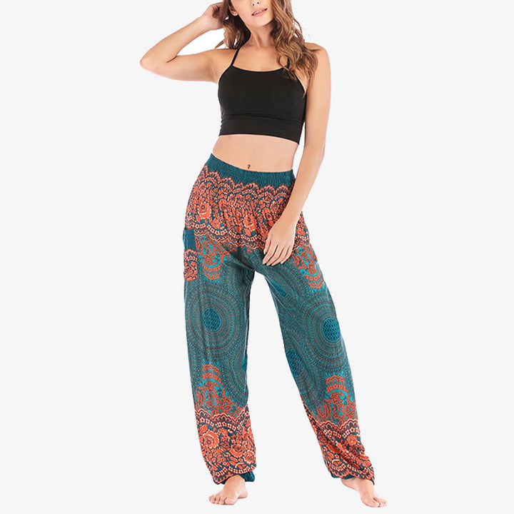 Buddha Stones Round Geometric Pattern Loose Casual Harem Trousers High Waist Women's Yoga Pants - image 27