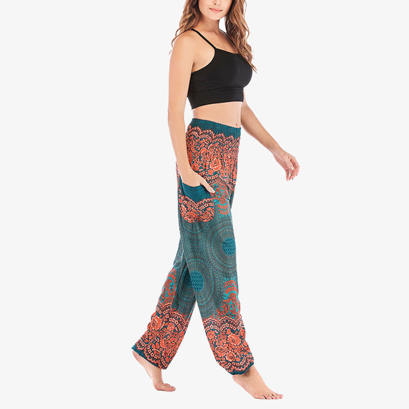 Buddha Stones Round Geometric Pattern Loose Casual Harem Trousers High Waist Women's Yoga Pants - image 22