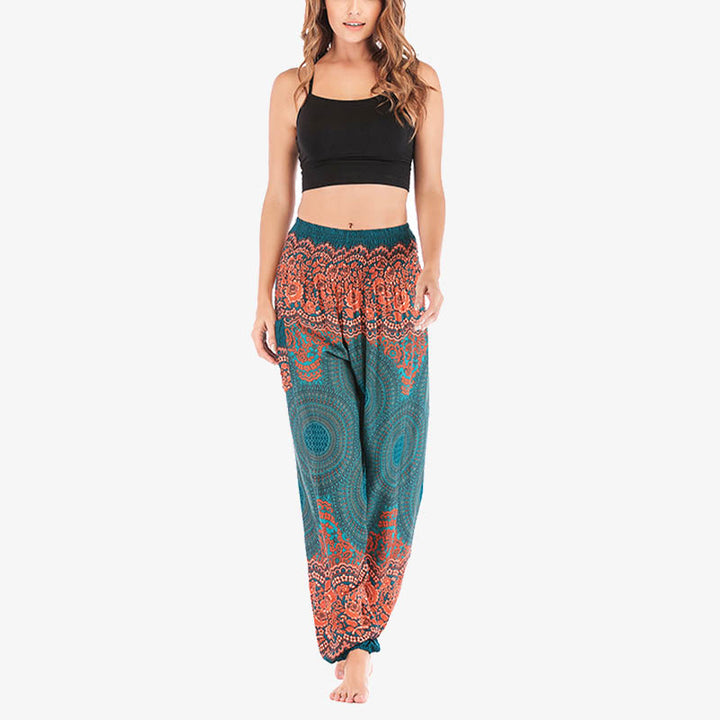 Buddha Stones Round Geometric Pattern Loose Casual Harem Trousers High Waist Women's Yoga Pants - image 26