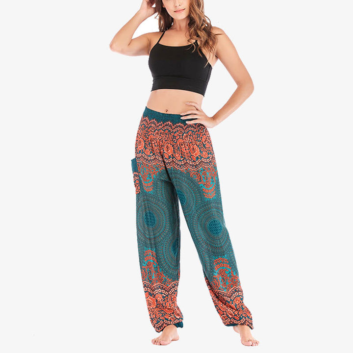 Buddha Stones Round Geometric Pattern Loose Casual Harem Trousers High Waist Women's Yoga Pants - image 25