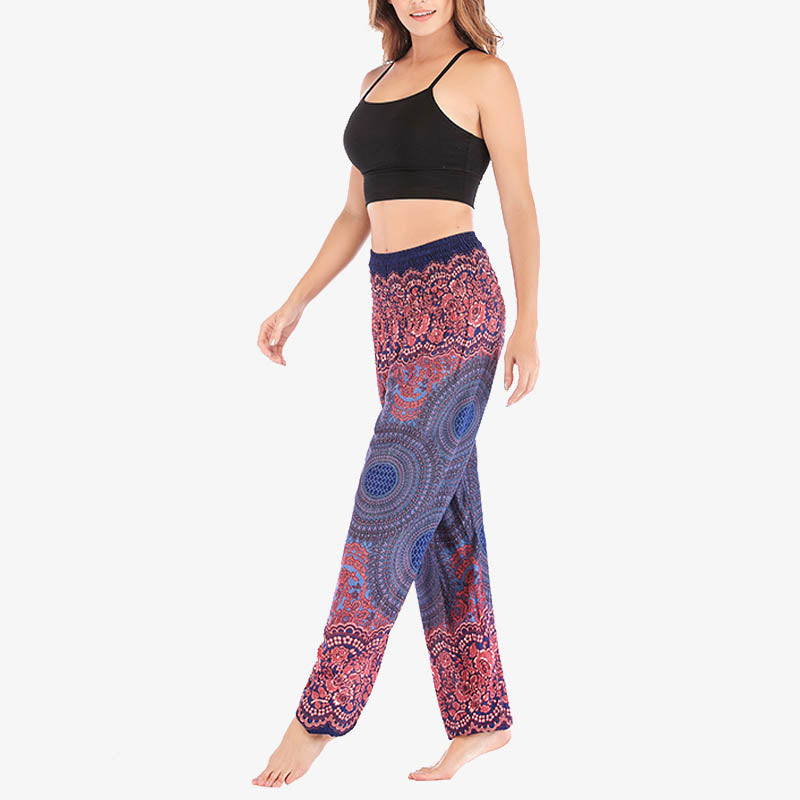 Buddha Stones Round Geometric Pattern Loose Casual Harem Trousers High Waist Women's Yoga Pants