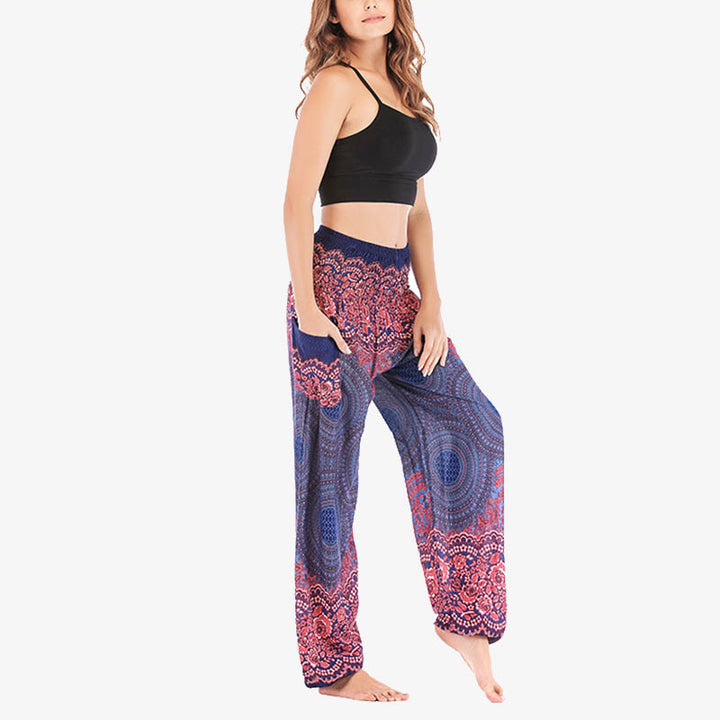 Buddha Stones Round Geometric Pattern Loose Casual Harem Trousers High Waist Women's Yoga Pants - image 37