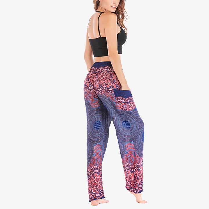 Buddha Stones Round Geometric Pattern Loose Casual Harem Trousers High Waist Women's Yoga Pants - image 37