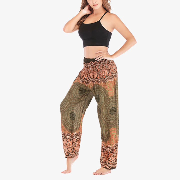 Buddha Stones Round Geometric Pattern Loose Casual Harem Trousers High Waist Women's Yoga Pants - image 47