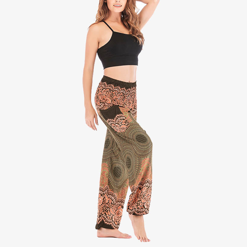 Buddha Stones Round Geometric Pattern Loose Casual Harem Trousers High Waist Women's Yoga Pants - image 41